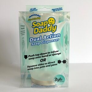 Soap Daddy Dual Action Kitchen Soap Dispenser Dish Cleaner Non-Slip Clear Base